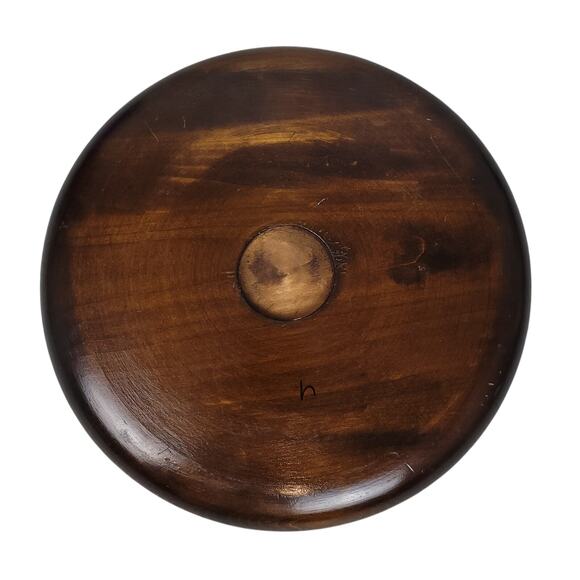 Vintage Polish Folklore Hand-Carved 11.75" Wooden Plate w/ Brass Wire Inlay Rare - Picture 8 of 9